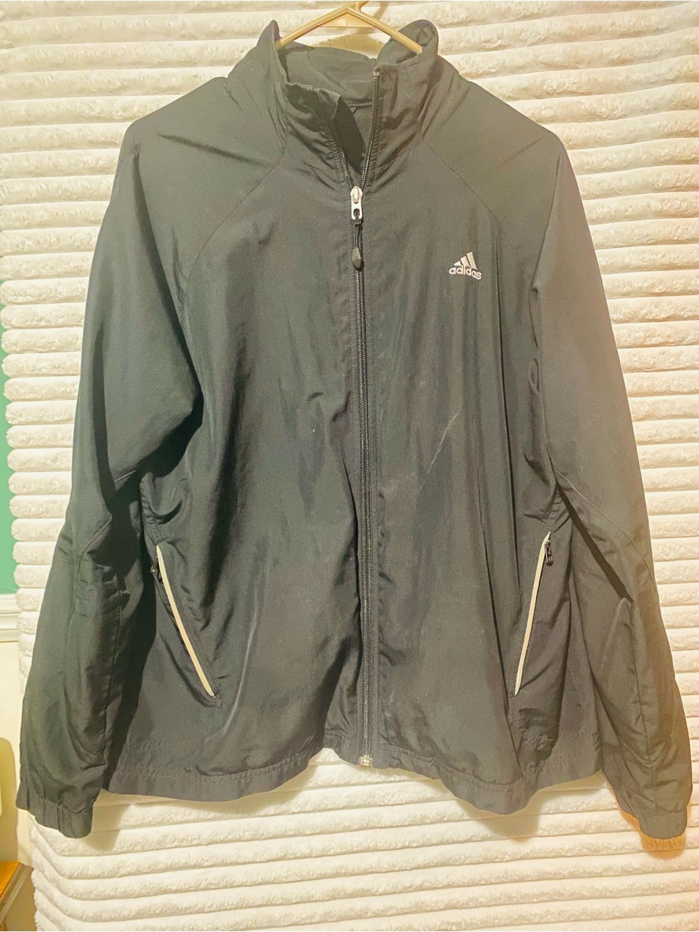 adidas Black Men’s Lightweight Full-Zip Windbreaker